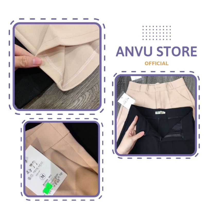Quần ống rộng suông nữ culottes xuông lưng cao 1 khuy vải tuyết mưa bigsize 5 màu đen trắng be nâu tím
