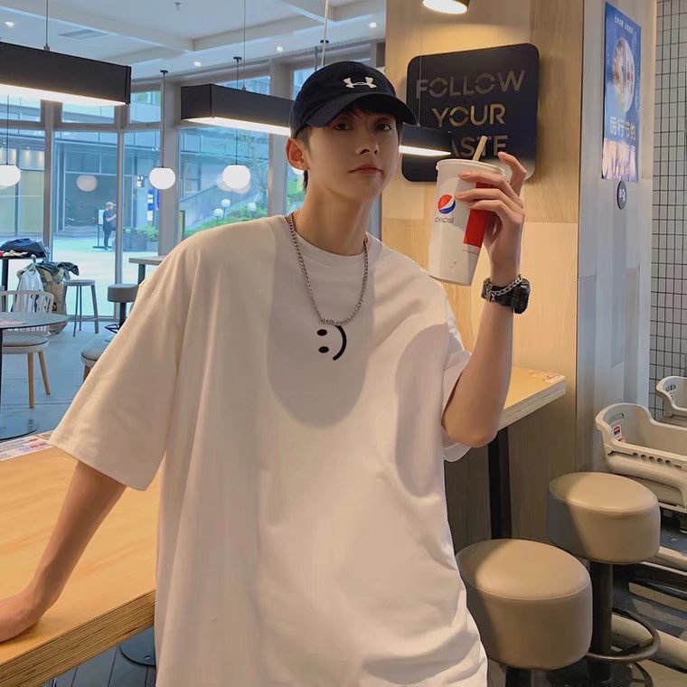 Áo Thun Tay Ngắn Dáng Rộng In Họa Tiết Phong Cách Hip Hop Hàn Quốc Thời Trang Cá Tính Cho Nam Size M-5XL