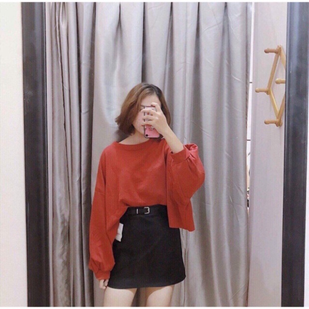 Áo tay dài phồng croptop form rộng