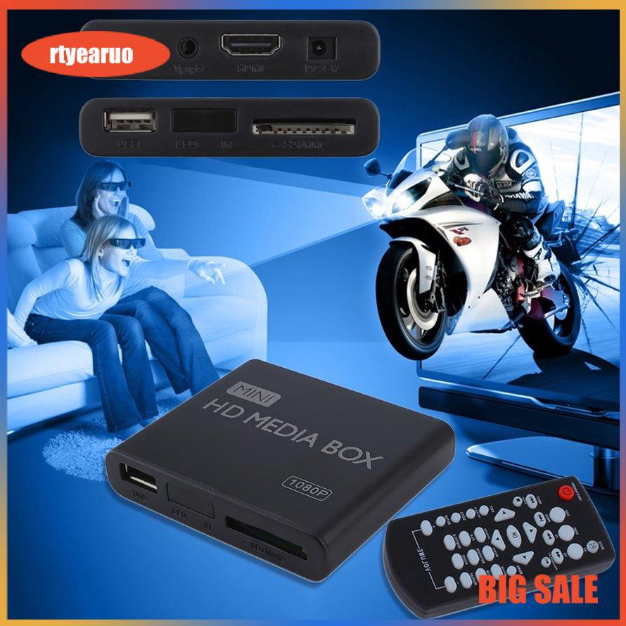 Hộp Đầu Phát Đa Phương Tiện Mini Full 1080p HD MPEG / MKV / H.264 HDMI AV USB Và Điều Khiển Từ Xa