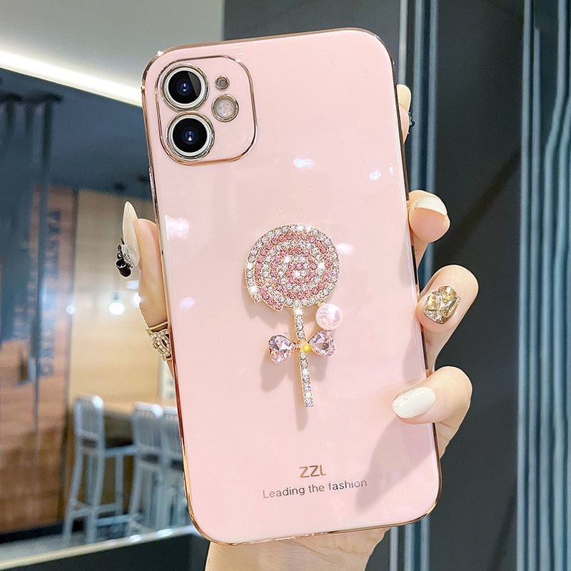 Ốp Điện Thoại Góc Vuông Đính Đá Lấp Lánh Dễ Thương Cho Realme C35 C31 C21y C25y C21 C20 C15 C12 C11 2021