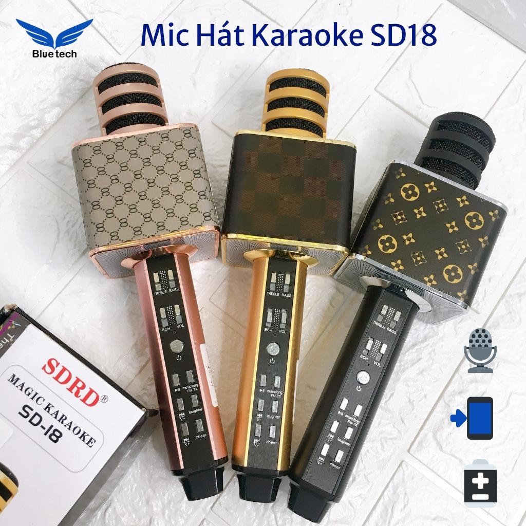 Micro karaoke bluetooth SD18 kết nối không dây, Mic Karaoke Đa Năng SD18 Mic Hát Karaoke 3 Trong 1 - Bluetech