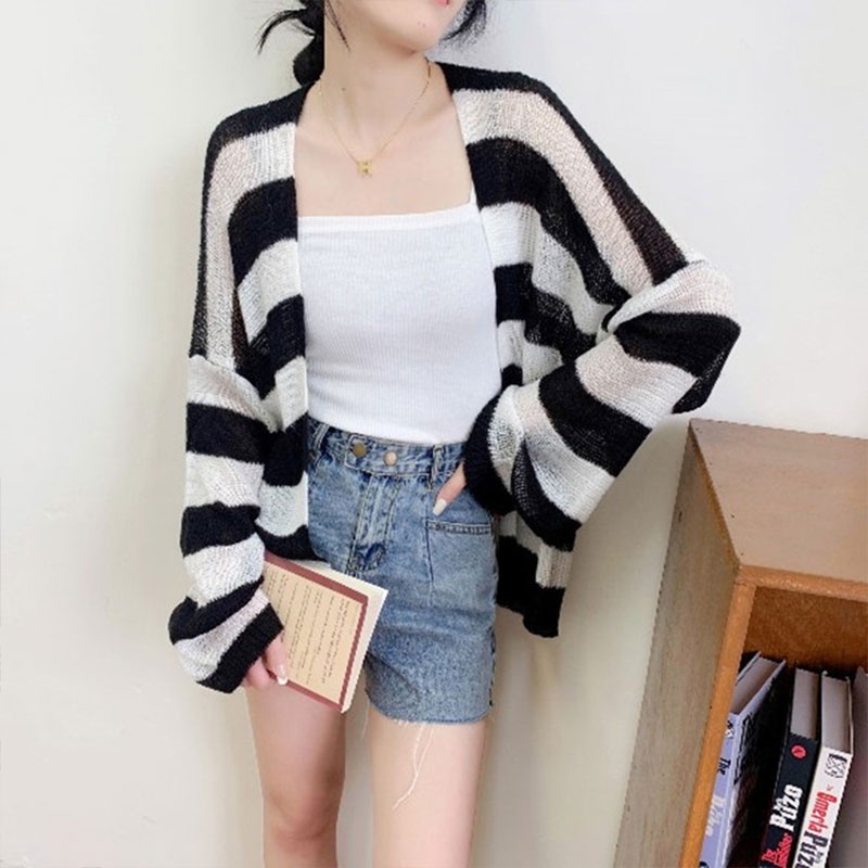 Áo khoác cardigan YEYA dệt kim tay dài dáng rộng thời trang dành cho nữ