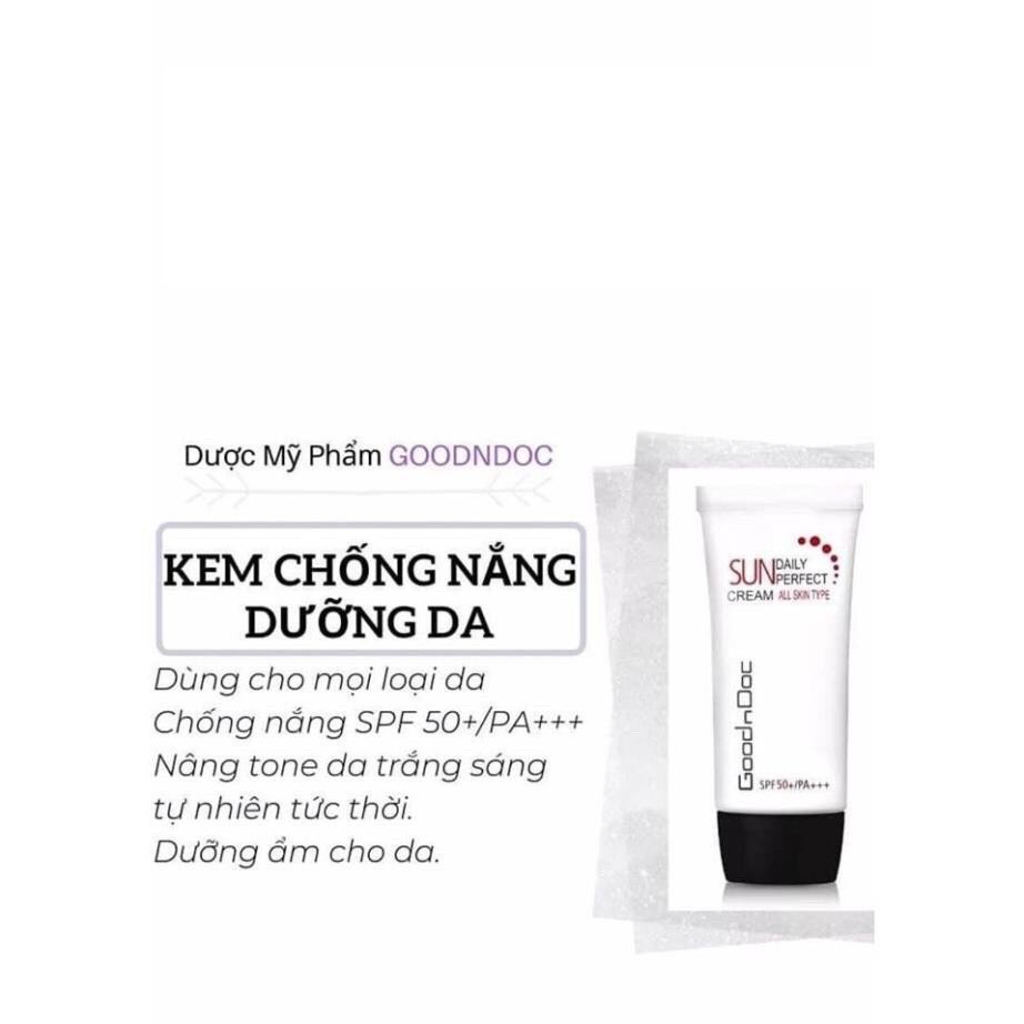 Kem Chống Nắng Vật Lý Dưỡng Trắng Sáng Da Lão Hóa 3 in 1 Goodndoc Daily Perfect Sun Cream