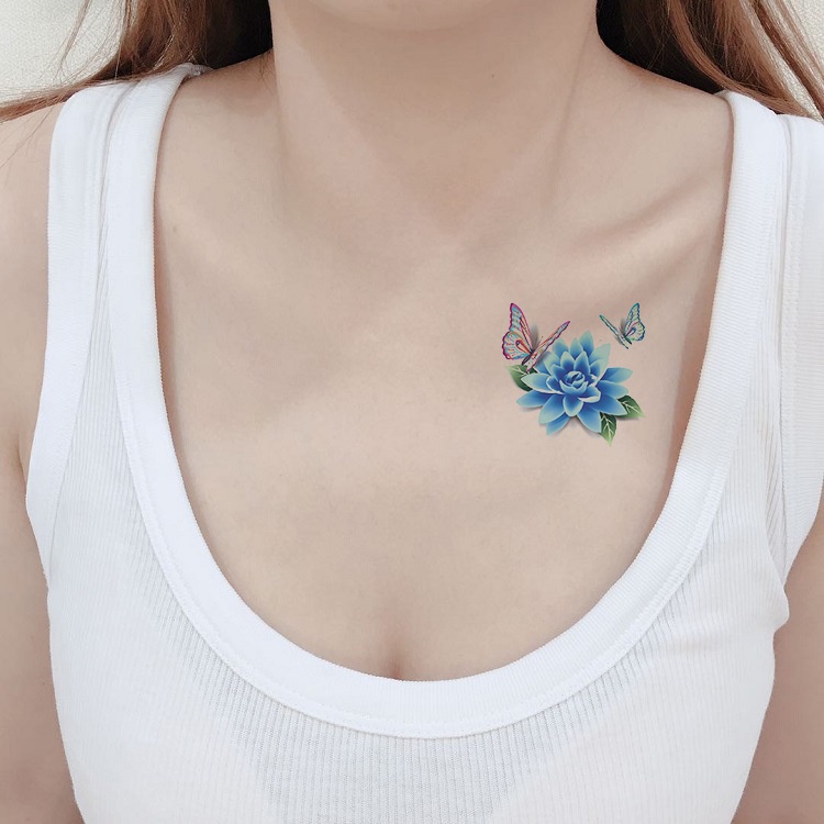 [Hàng mới về] Hình xăm dán tạm thời họa tiết hoa hồng bướm 3D dùng một lần
