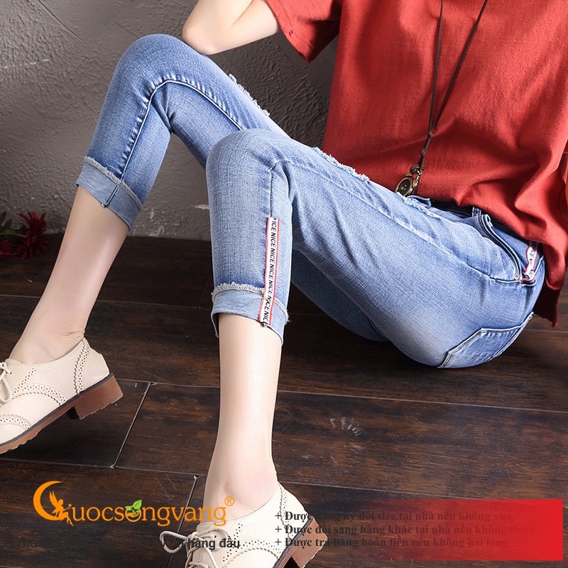 Quần lửng nữ mài quần nữ ống lỡ dáng ôm màu xanh biển GLQ091 Cuocsongvang