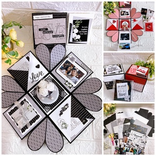 Combo nguyên liệu làm hộp Love Box Handmade 1 lớp dáng trái tim size 10cm đủ chủ đề