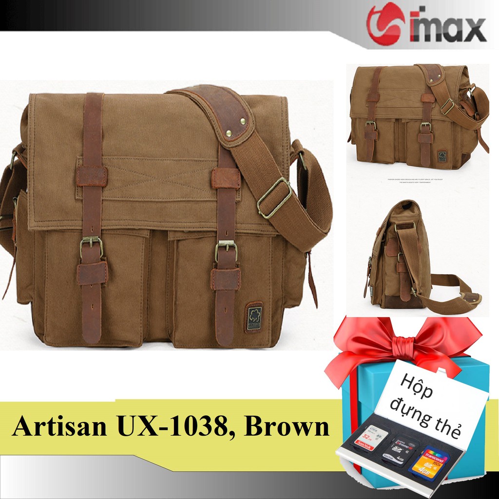 Túi máy ảnh đeo chéo Artisan UX-1038, 6 màu, Tặng hộp đựng thẻ nhớ