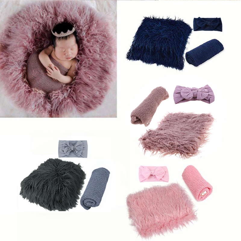 Set 3 Tã Vải Quấn Em Bé Sơ Sinh Màu Nude + Băng Đô Tiện Dụng