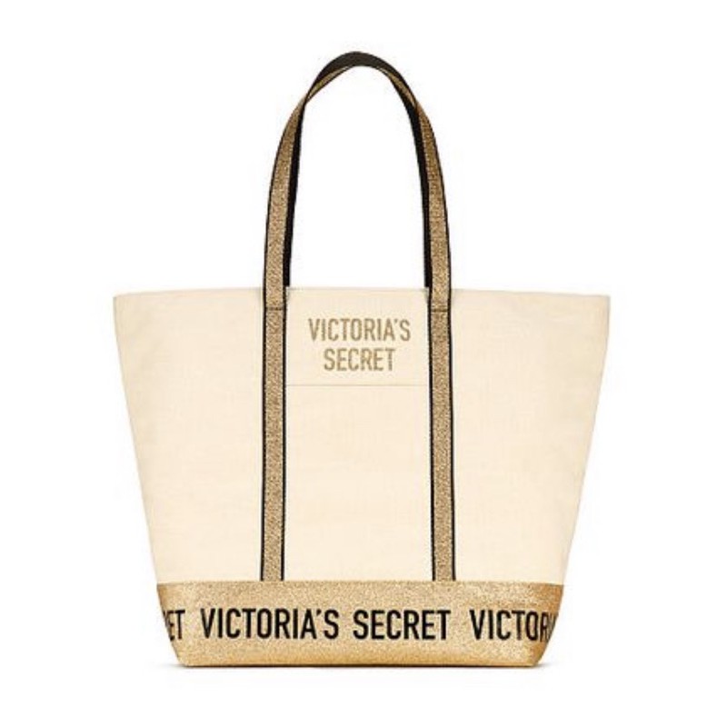 Túi Du Lịch Victoria's Secret Auth Nhũ Vàng Kem ( Có Sẵn )