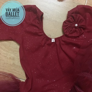 Váy múa ballet tay lỡ đỏ đô (có sỉ từ 5c)