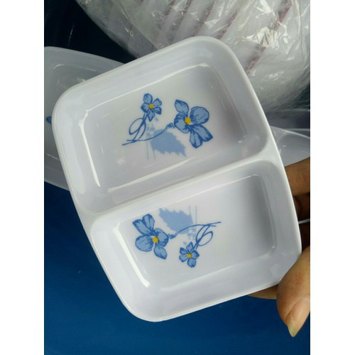 Đĩa đựng gia vị, muối chấm 2 ngăn Melamine tiện lợi