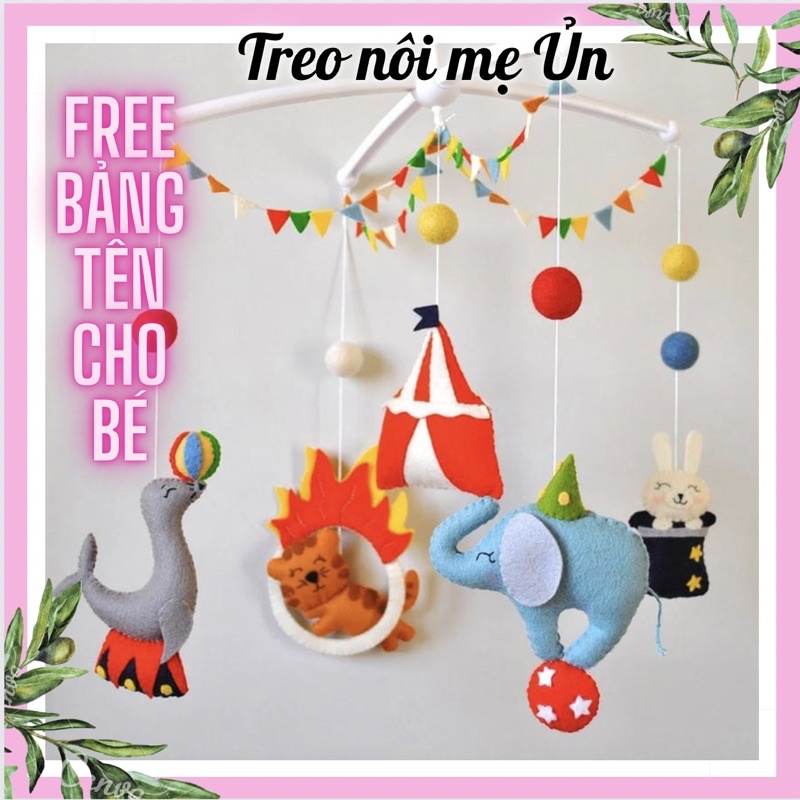 [FRRESHIP] Đồ chơi treo nôi cho bé kích thích thị giác ảnh thật, có nhạc tự xoay mẫu Rạp xiếc vui nhộn