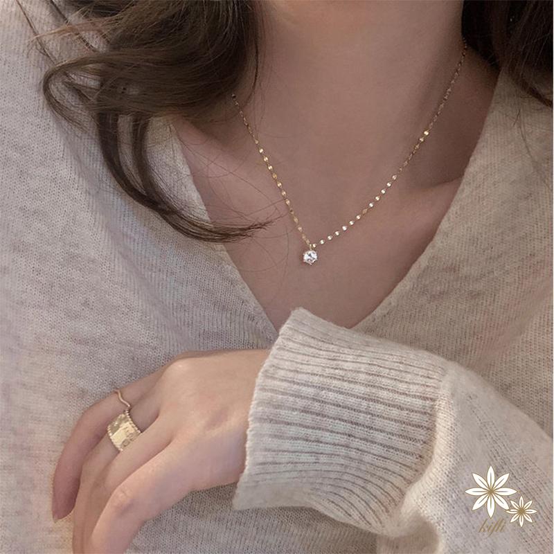 (Bán Buôn Sỉ) Vòng Cổ Mặt Đá Zircon Phong Cách Hàn Quốc Sang Trọng Cho Nữ