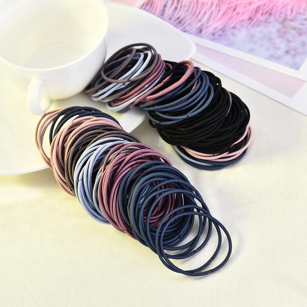 Set 100 dây thun cột tóc co giãn dành cho nữ