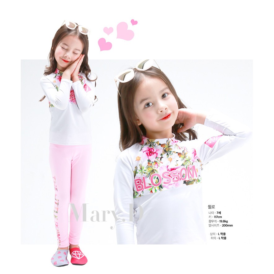 Set đồ bơi dài tay chống tia UV cao cấp cho bé gái