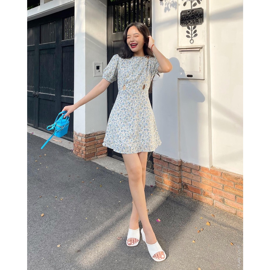 Đầm Váy Nữ Dáng Chữ A OLARI Cut Out Ngang Eo OL11