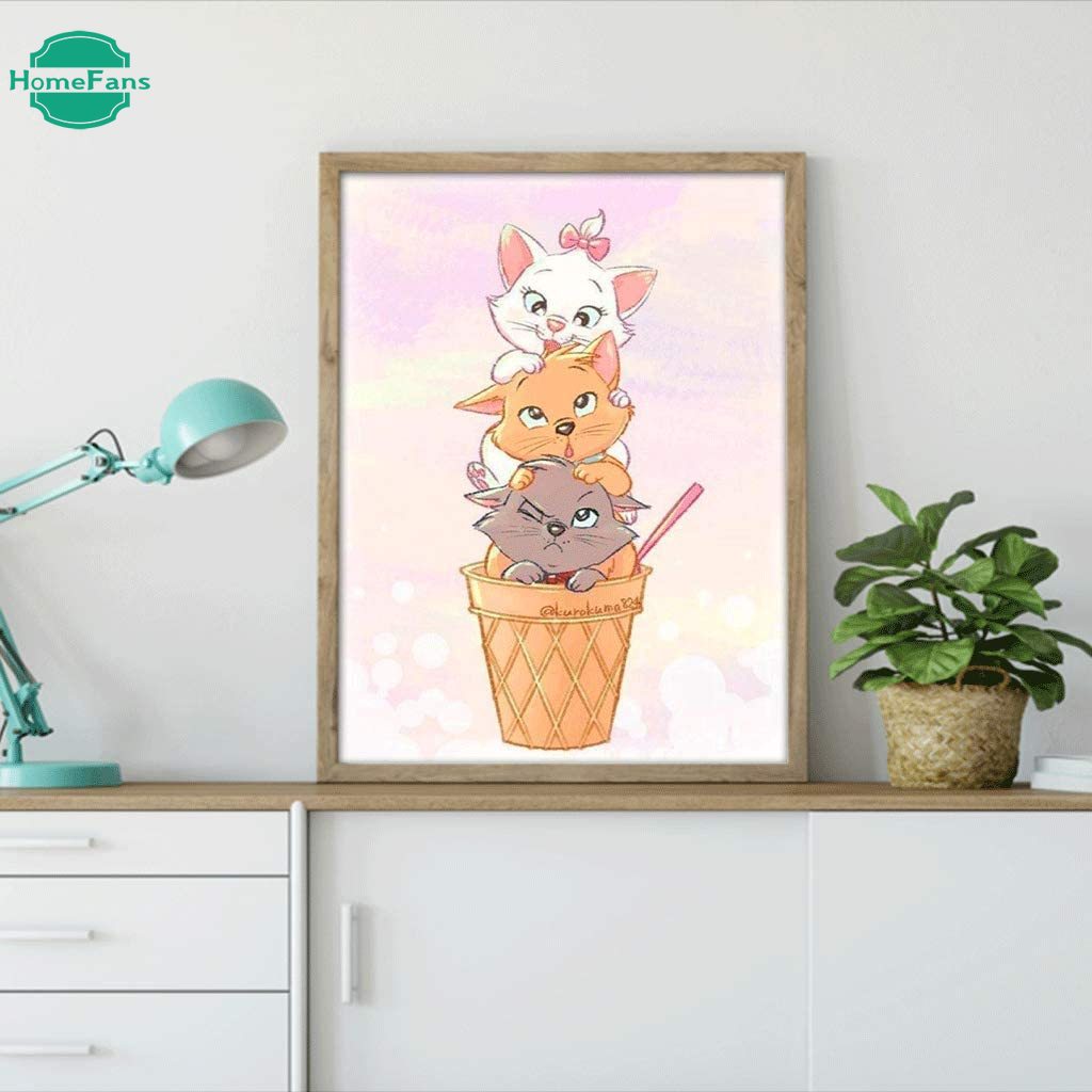 Bộ dụng cụ làm tranh đính đá 5D hình mèo con độc đáo đáng yêu DIY để trang trí nội thất