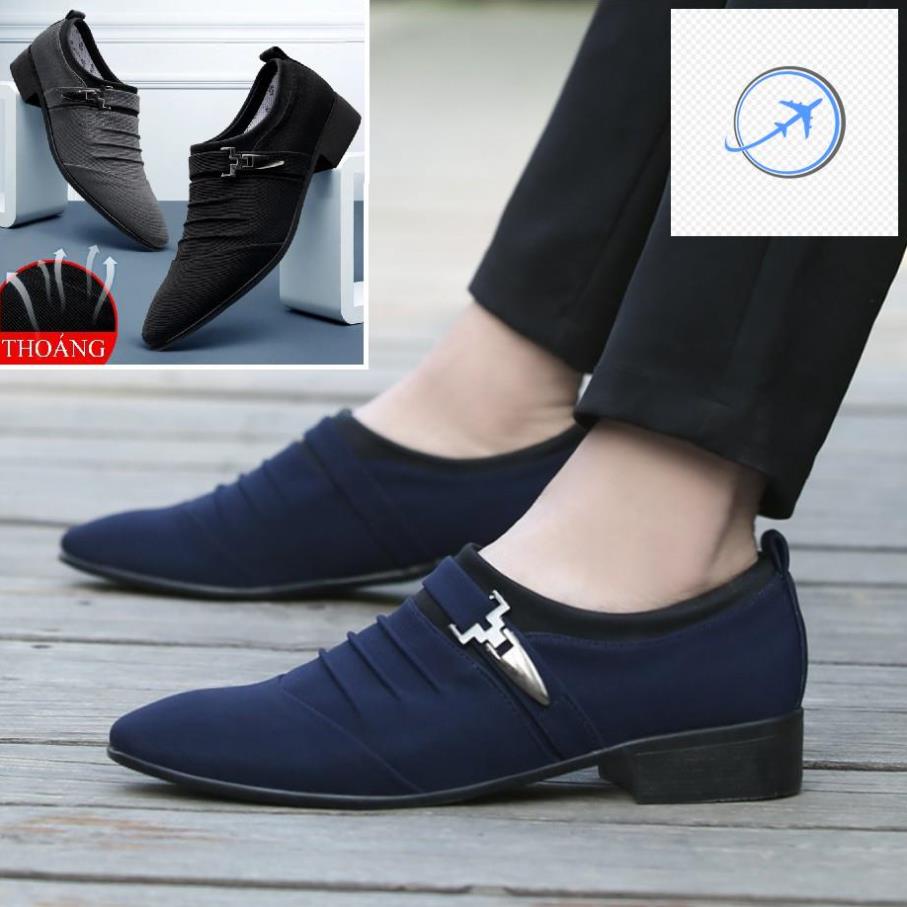 💟💌 Giày tây nam công sở Sans137 chất vải êm chân mũi nhọn đen size nhỏ 37 bigsize 44 45 46 47 48 💟💌