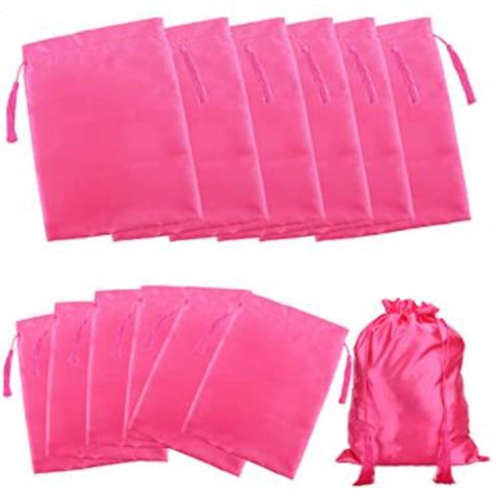 Túi Đựng Tóc Giả Bằng Lụa Satin Màu Sắc Đỏ Hồng Có Dây Rút