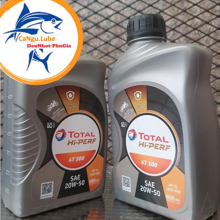 [DauNhot-PhuGia] Nhớt xe máy TOTAL HI PERF 4T 500 20W50 chai 800ml, Nhớt TOTAL 4T 500 20W50 chai 800ml cho xe số