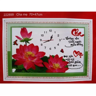 Tranh thêu chữ thập đồng hồ cha mẹ 222899