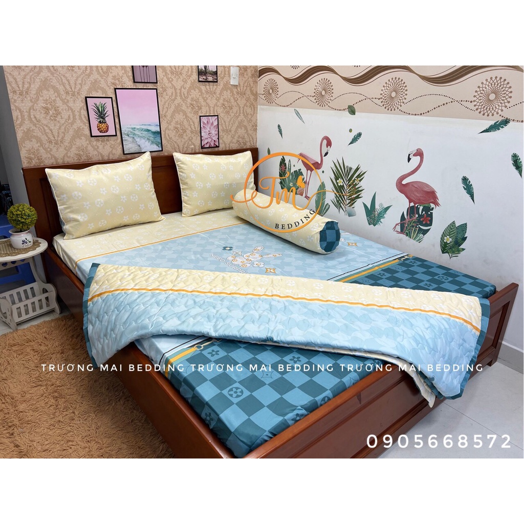 Drap tencel lụa siêu mát mịn 5 món có chăn chần gòn sang trọng | BigBuy360 - bigbuy360.vn