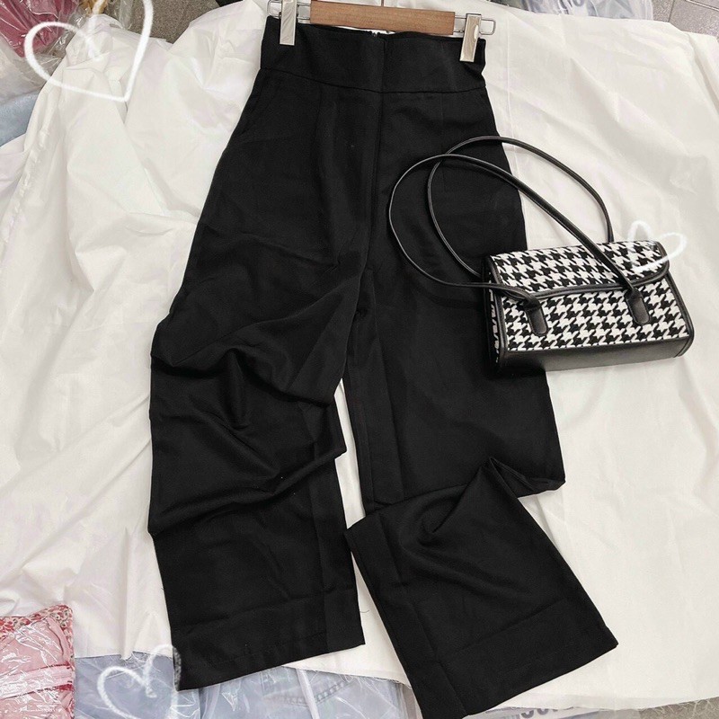 2476 QUẦN SUÔNG TÂY ĐEN ỐNG RỘNG KÉO KHOÁ