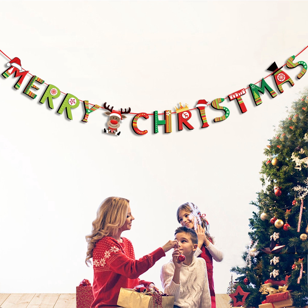 Phụ kiện Banner treo trang trí tường phong cách giáng sinh đẹp mắt
