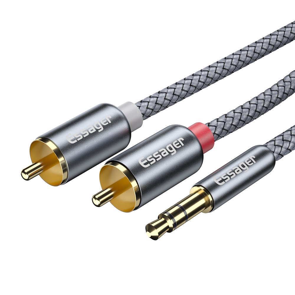 Cáp âm thanh Essager 3.5mm đầu ra 2 RCA cao cấp