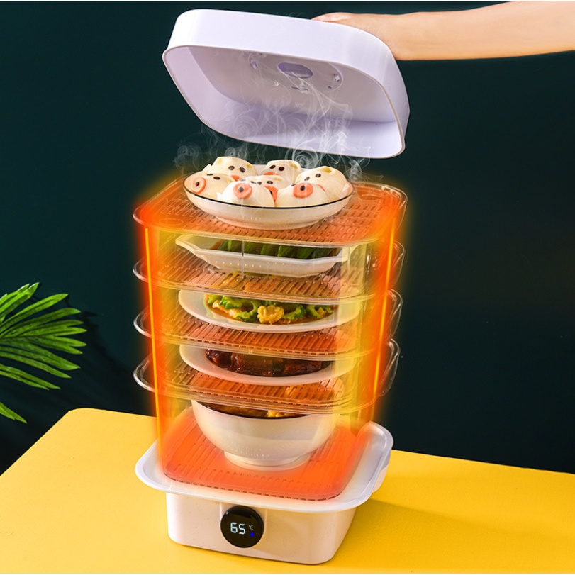 Tủ giữ nóng thức ăn nhựa PET trong suốt cao cấp gia đình 4 tầng 48cm