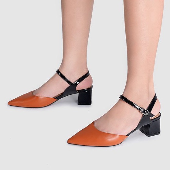 Giày cao gót Nữ 5cm Thời Trang JUNO mũi nhọn phối màu CG05075