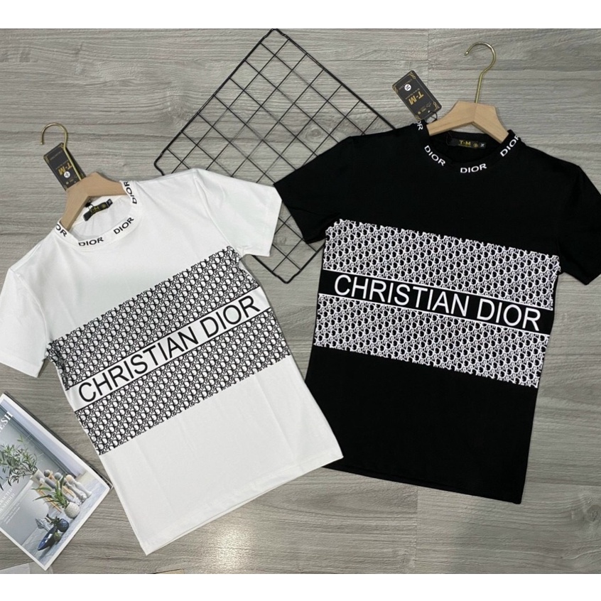 Áo thun nam ngắn tay cổ tròn đen in chữ hiệu sang trọng vảo cotton co giãn mềm mịn mặc mát form vừa VBSHOP001