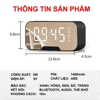 Loa bluetooth kiêm đồng hồ báo thức G10 màn hình tráng gương hiển thị đèn led nghe đài fm radio