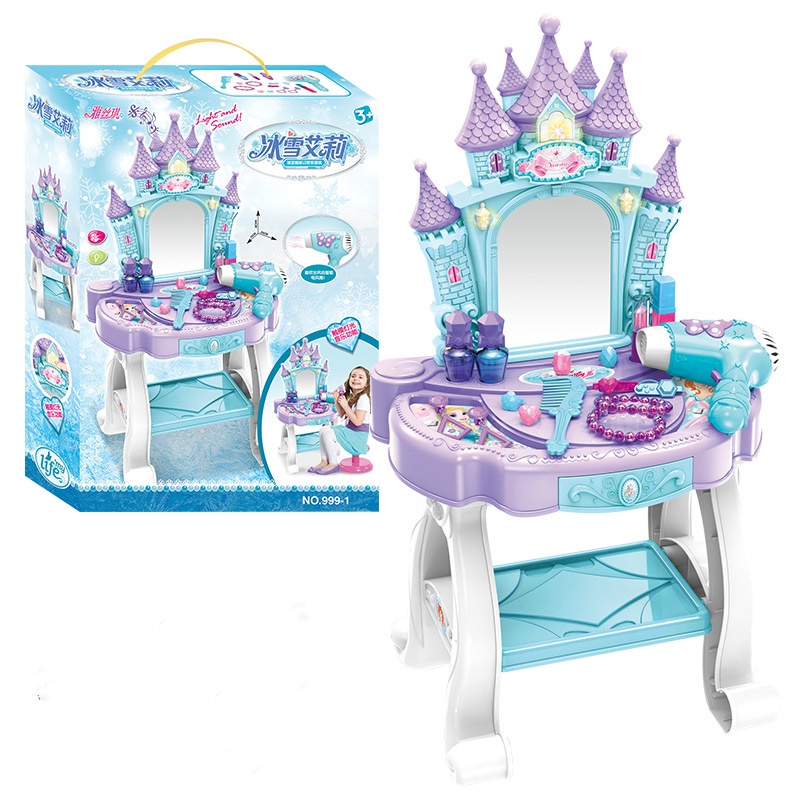 Bộ đồ chơi bàn trang điểm Elsa cỡ lớn hình lâu đài hiệu ứng âm thanh cho bé -  Tiệm Nhà Nắng