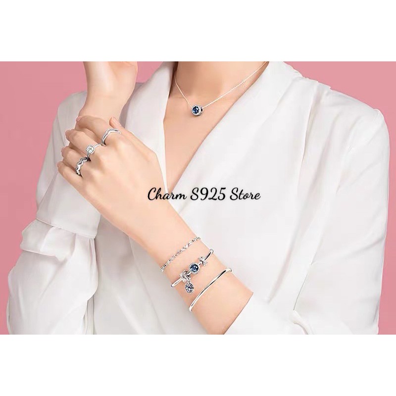 Vòng tay Pan Ale cứng khoá trơn bạc s925 cao cấp