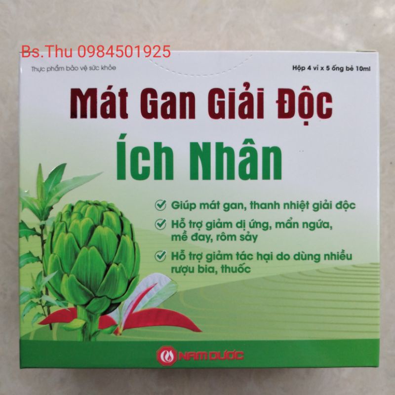 Mát gan giải độc ÍCH NHÂN NAM DƯỢC hộp 20 ống hỗ trợ giảm ngứa mề đay, dị ứng do chức năng gan