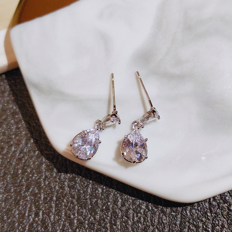 Khuyên tai JIUDUOLAN mặt hình giọt nước đính đá zircon nhân tạo phong cách Hàn Quốc sang trọng thanh lịch cho nữ