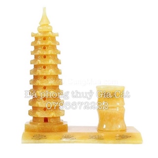 Tháp văn xương ống bút đá ngọc hoàng long Đá phong thuỷ Gia Cát