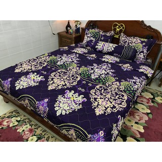 Xả Kho Bộ chăn ga gối cotton poly hè 5 món mẫu thổ cẩm tím (khách chọn mẫu nhắn tin cho shop)