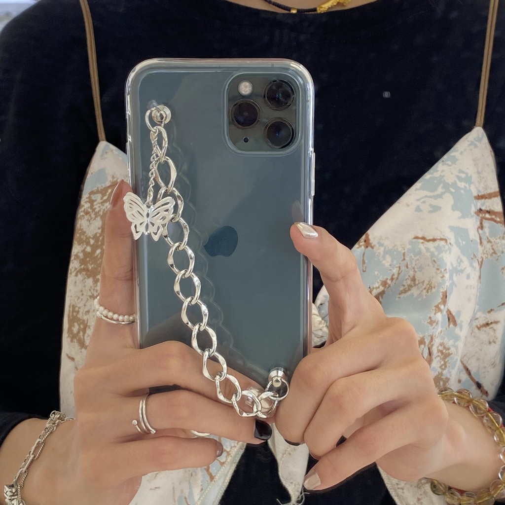 Butterfly Ốp Tpu Có Dây Đeo Trang Trí Hình Bướm Thời Trang Cho13 pro max  Iphone7 7 Plus8 8plus Xr X / Xs Xs Max 11 11 Pro 11 Pro Max 12 pro max