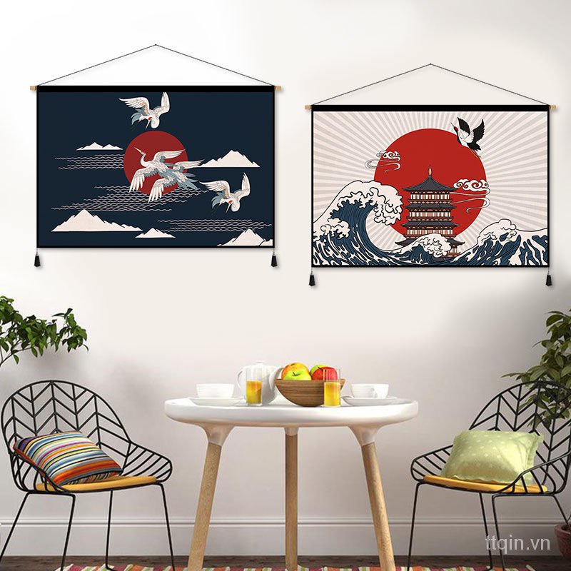 Tranh vải treo tường trang trí nhà hàng sushi phong cách Nhật Bản