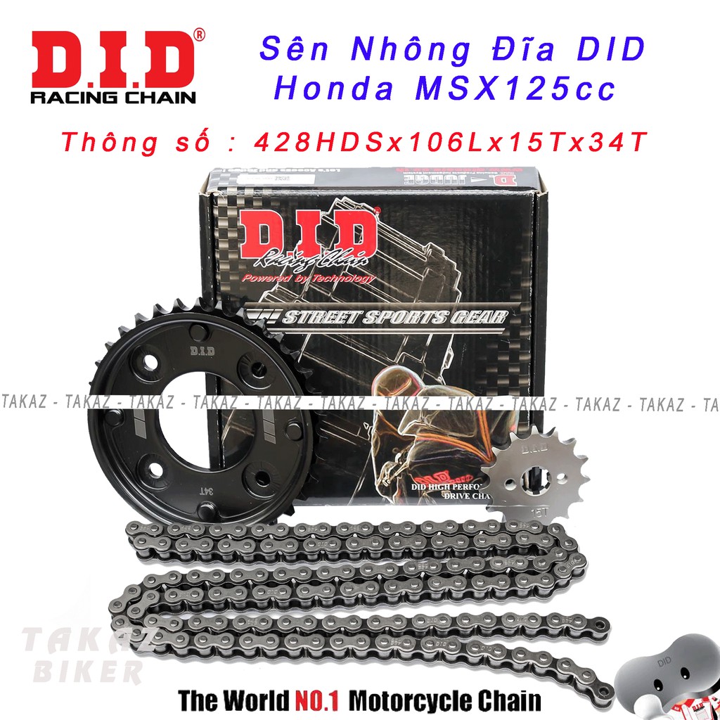 [MSX Sên Đen] Sên nhông dĩa DID Honda MSX – Sên đen 10ly DID HDS có che sên Thái Lan 100%