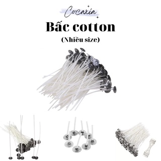 Bấc nến tim nến nguyên liệu làm nến 10 cái bấc/tim nến cotton chuốt sáp kẹp sẵn đế nguyên liệu làm nến thơm cocaxia