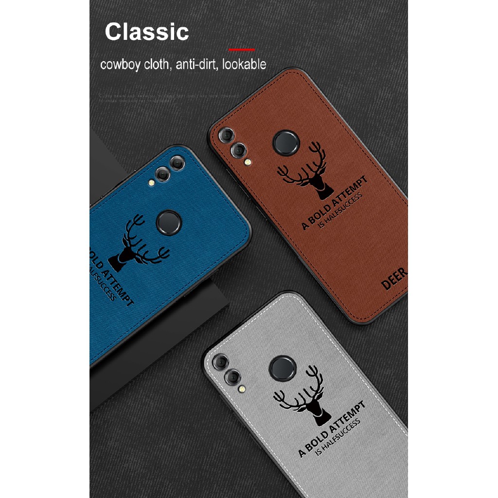 For Huawei Honor 8X Max Case Cloth Distressed Elk pattern Hard Back Cover Cases