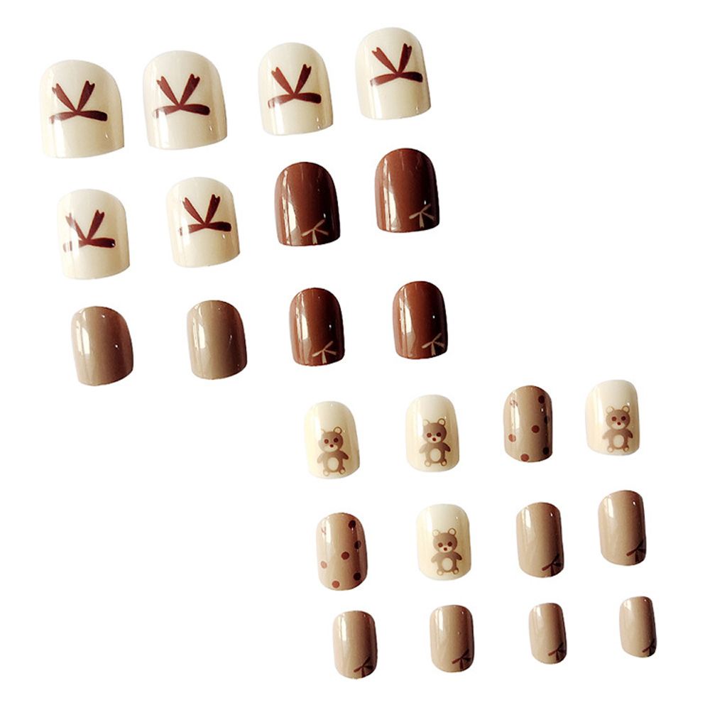 [Hàng mới về] Set 24 móng tay giả họa tiết dễ thương thời trang cho nữ