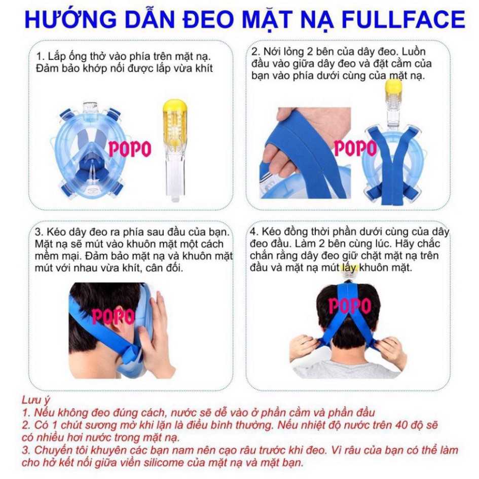 Mặt Nạ Bơi Full face 🏊 Chống Sặc Nước 🏊 Dành cho cả trẻ em 4 tuổi và người lớn chính hãng chính hãng