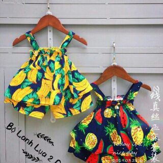 Combo 3 bộ lanh lụa 2 dây cho bé gái
