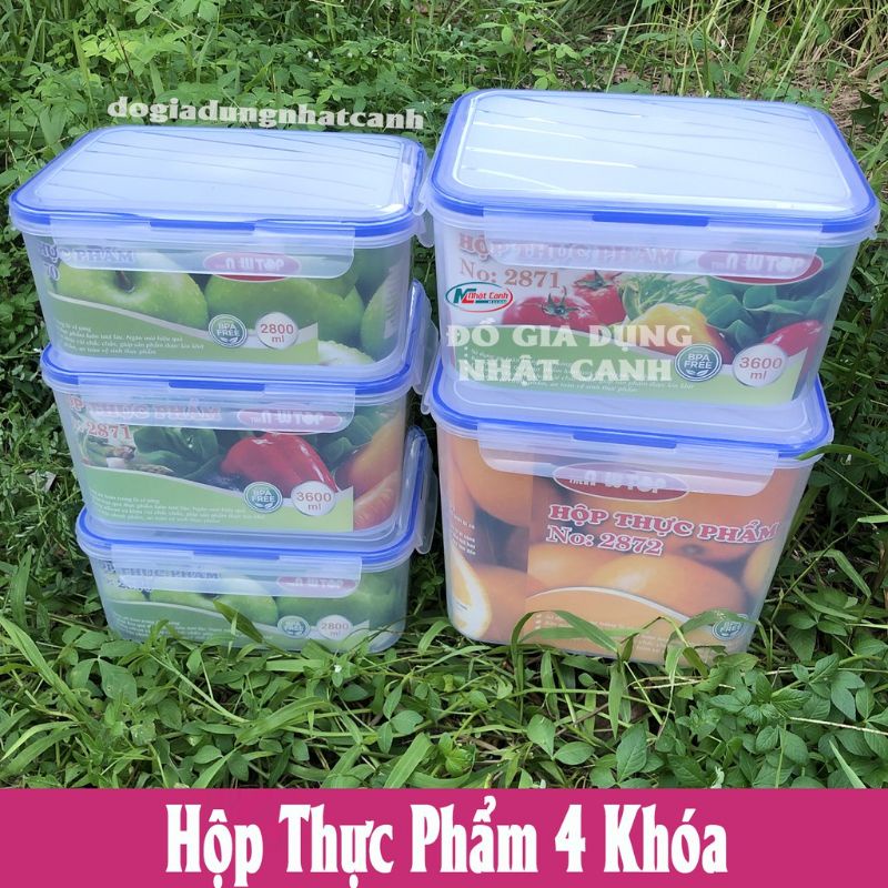 HỘP NHỰA ĐỰNG THỰC PHẨM CÓ KHÓA GẬP 4 CẠNH DÙNG ĐƯỢC TRONG LÒ VI SÓNG CỠ ĐẠI