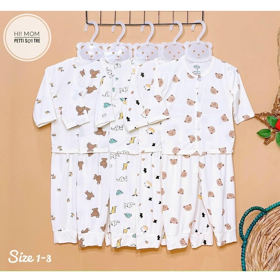 Bộ dài himom cúc giữa peptit hoạ tiết, bô dài cúc giữa cho bé trai, bé gái